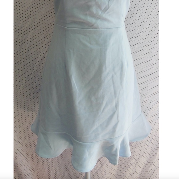 NEW FRENCH CONNECTION Light Blue DREAM WHISPER Frill Hem COCKTAIL Mini DRESS 6 - Picture 7 of 14